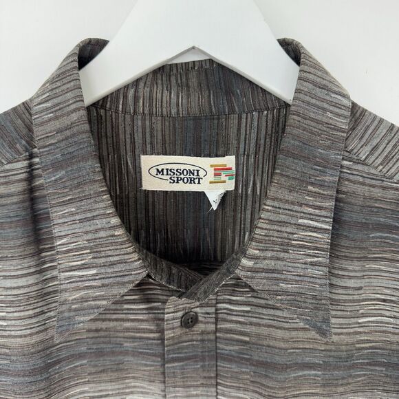 Missoni Sport Vintage Long Sleeve Buttoned Shirt Stripe Textured Modern XXL EUC - Picture 7 of 16